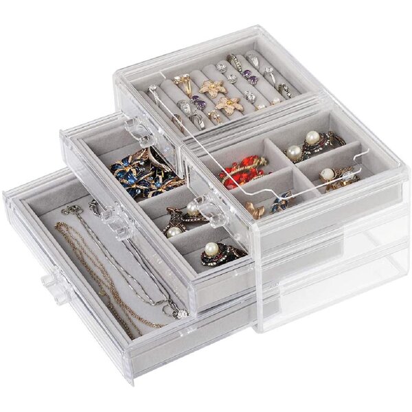 Everly Quinn Acrylic Jewellery Box Drawers Wayfair Canada